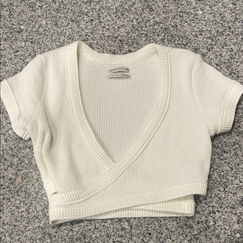 Urban Outfitters Cream Wrap Crop Top
